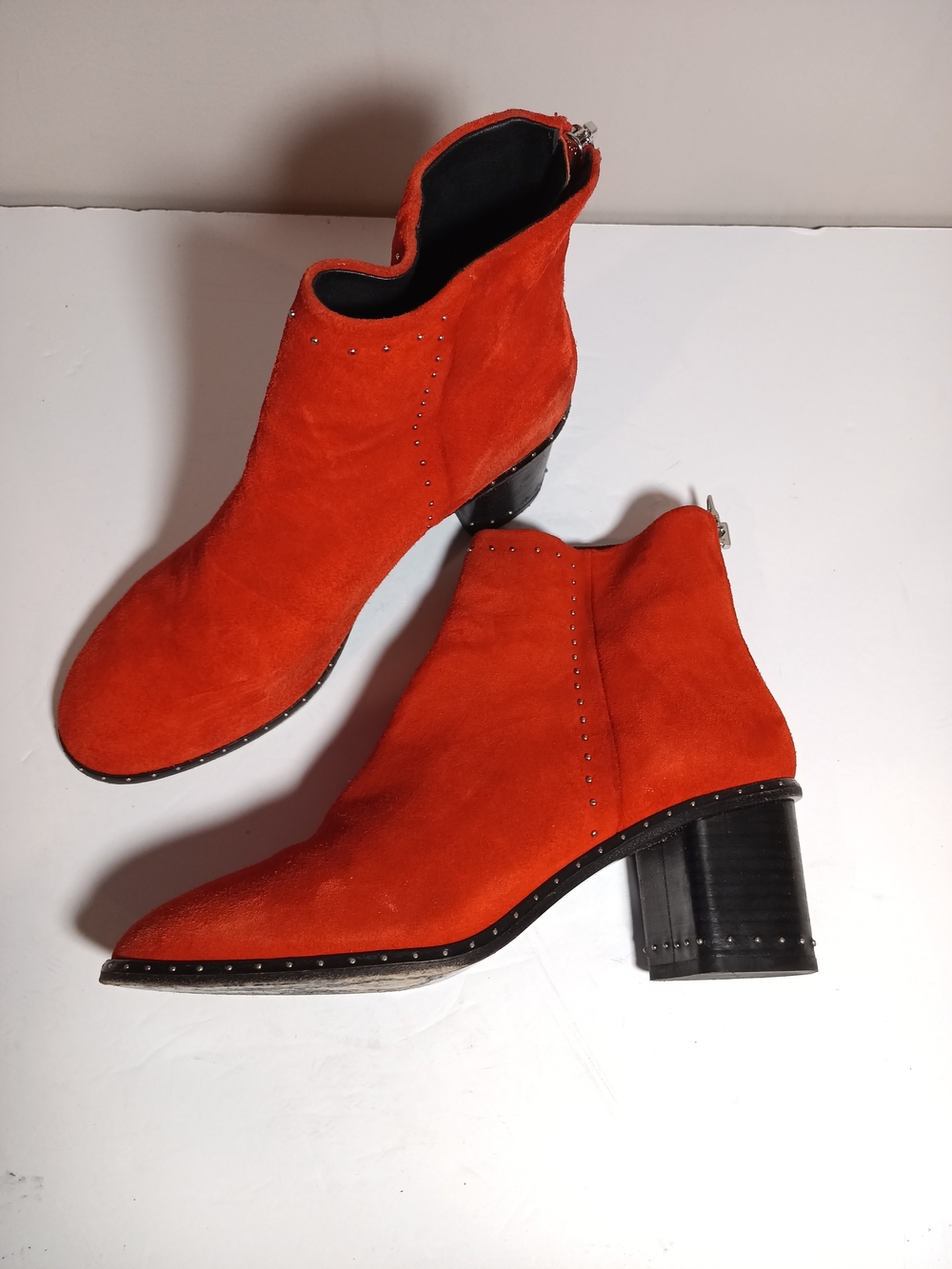 Rag & Bone Red Willow Suede Leather Studded Ankle Boots Size 40 US 10 - Picture 4 of 7